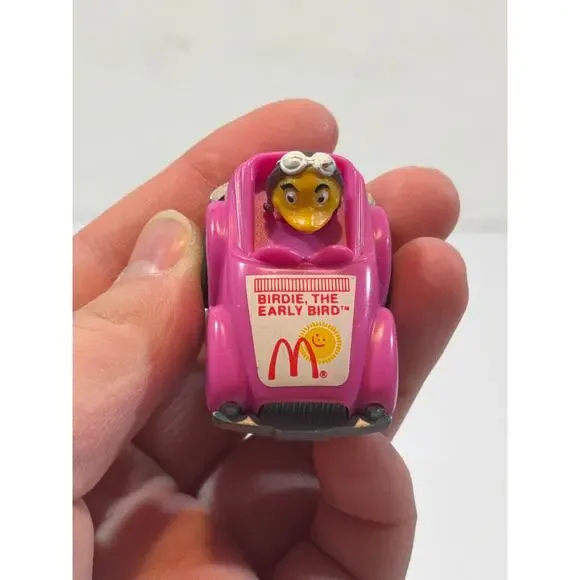 Vintage 1985 McDonalds Happy Meal Toys Birdie the Early Bird Pink Pullback Car - Picture 1 of 5
